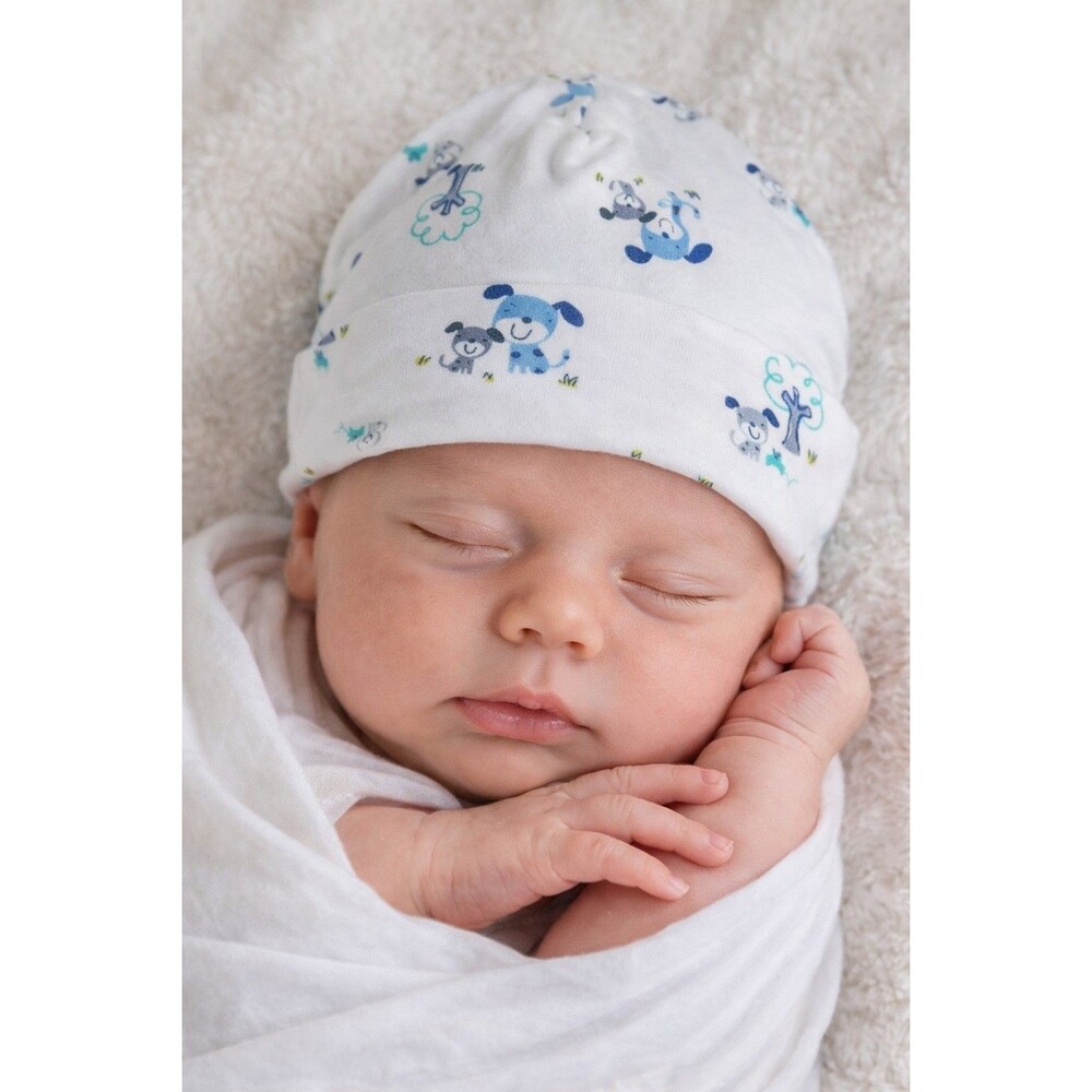Hat cap Newborn boys  baby blue puppy warm beanie infant wear